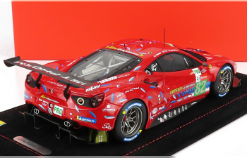 FERRARI 488 Gte Evo 3.9l Turbo V8 Team Risi N 82 Lmgte Pro Class 24h Le Mans (2020) S.Bourdais - J.Gounon - O.pla - Con Vetrina - With Showcase, Red