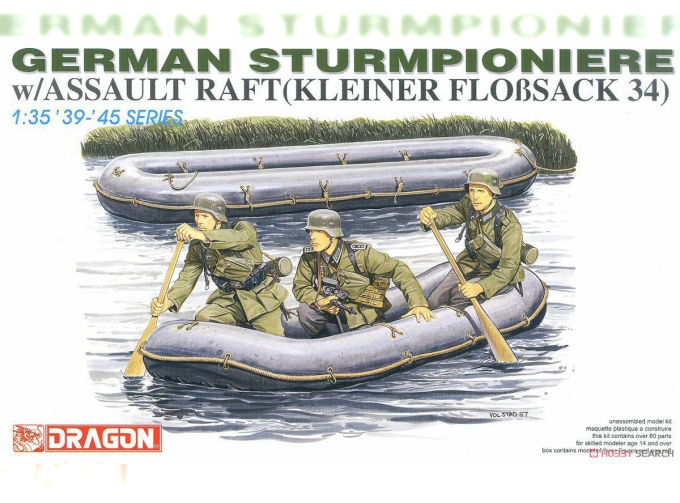 Сборная модель German Sturmpioniere w/Assault Raft (Kleiner Floßsack 34)
