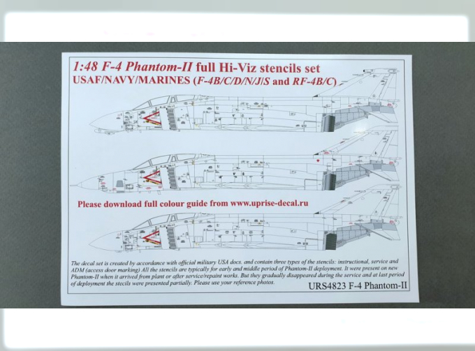 Декаль для F-4B/N/J/S/C/D & RF-4C/B Phantom-II full с тех. надписями и знаками отличия