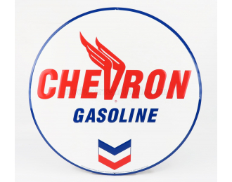 ACCESSORIES Metal Round Plate - Chevron Gasoline, White Red Blue