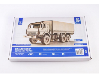 Сборная модель Камский грузовик 53501 бортовой с тентом