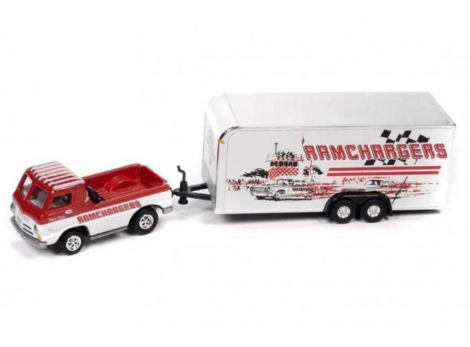 DODGE A-100 Pick-up с закрытым прицепом, красный/белый
