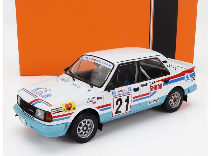 SKODA 130lr N 21 Rally Acropolis (1986) Ladislav Krecek - Borivoj Motl, White Light Blue