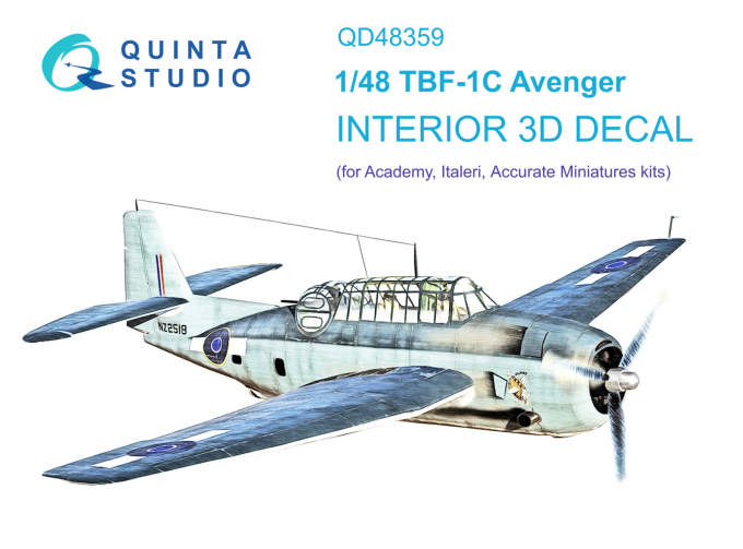 3D Декаль интерьера кабины TBF-1 Avenger (Academy)