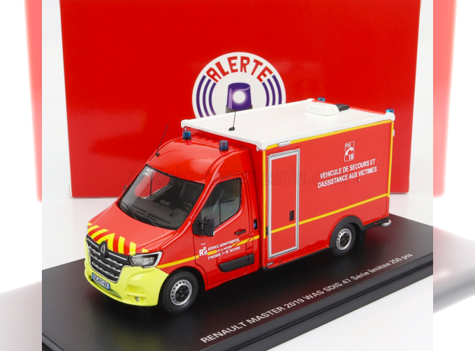 RENAULT Master Van Was Sdis 47 Vehicule De Secours Et D'assistance Aux Victimes Ambulance Sapeurs Pompier (2019), Red White Yellow