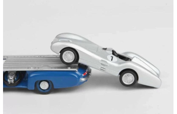 MERCEDES-BENZ racing car transporter truck renntransporter (1955) + MERCEDES-BENZ W196 spider (1955)