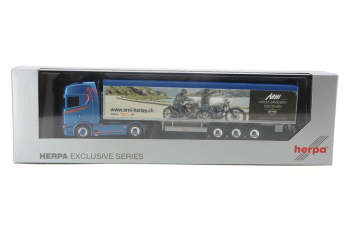 SCANIA CS20 HD с полуприцепом Harley Davidson, синий