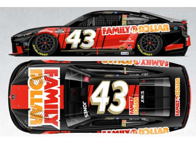 Toyota Camry XSE #43 Erik Jones *Family Dollar*, black/red/orange 2025