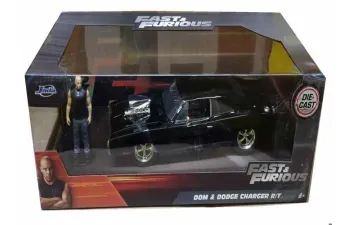 DODGE Charger R/T (1970) с фигуркой Доминик Торето, черный