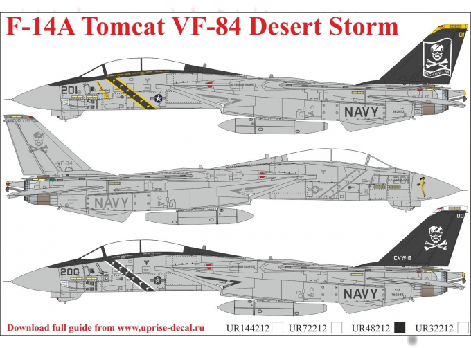 Декаль для F-14A Tomcat VF-84 Desert Storm, FFA (удаляемая лаковая подложка)