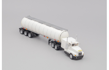 KENWORTH T600 3-axle Tractor Sleeper with Tank Trailer, white