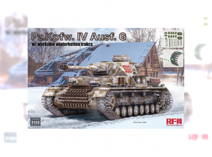 Сборная модель Немецкий танк Pz.Kpfw. IV Ausf. G с рабочими траками WINTERKETTEN (зимний вариант)