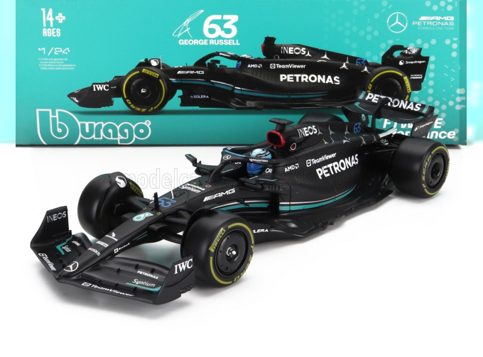 MERCEDES-BENZ GP F1 W14 Team Mercedes-amg Petronas Formula One №63 Season (2023) George Russell - With Pilot And Showcase, Matt Black