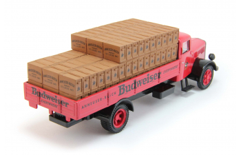 Budweiser White Flatbed with Box Load, red