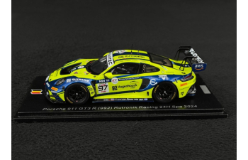 PORSCHE 911 992 Gt3 R 4.2l Team Rutronik Racing №97 24h Spa (2024) Dustin Blattner - Richard Robichon - Dennis Marschall - Loek Hartog, Yellow Blue