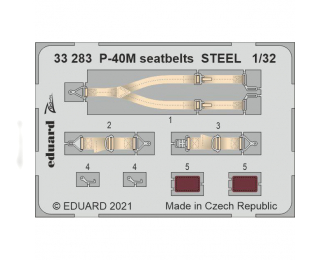 Фототравление для P-40M, ремни безопасности СТАЛЬНЫЕ