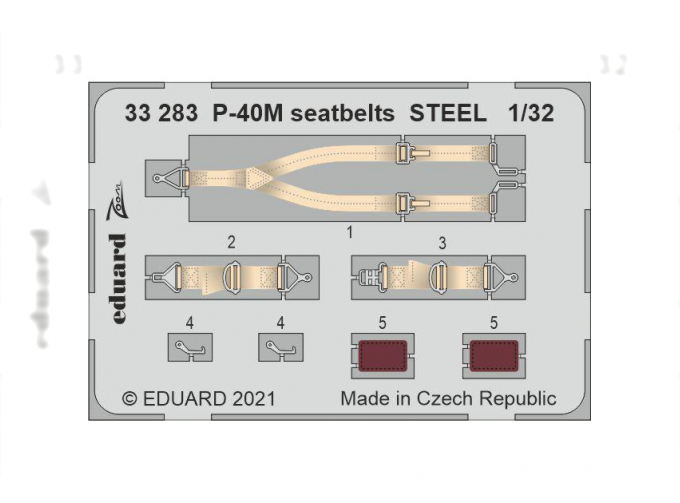 Фототравление для P-40M, ремни безопасности СТАЛЬНЫЕ