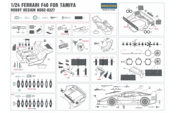 Набор для доработки Ferrari F40 Detail-UP Set для моделей T （PE+Metal parts+Resin）