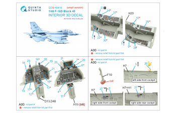 3D Декаль интерьера кабины F-16D block 40 (Kinetic 2022г. разработки) (Малая версия)