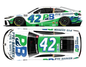 Toyota Camry XSE #42 John Hunter Nemechek *PYE-BARKER Fire & Safety*, white/green/blue 2025