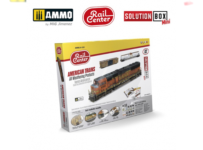 AMMO RAIL CENTER SOLUTION BOX MINI #02 – AMERICAN TRAINS. All Weathering Products