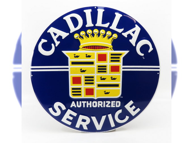 ACCESSORIES Metal Round Plate - Cadillac Service, Blue