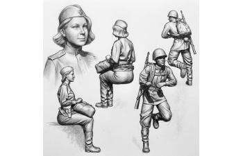 Фигурки Солдаты РККА 1943-1945 "Десант #1" (не окрашеные)