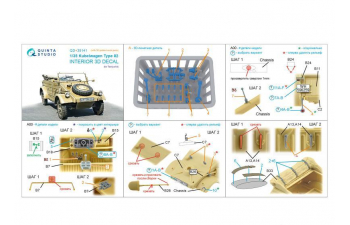 3D Декаль интерьера кабины Kubelwagen Type 82 (Tamiya) (с 3D-печатными деталями)
