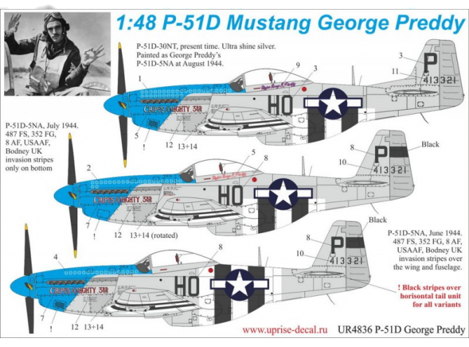 Декаль для P-51D-5/30 Mustang George Preddy