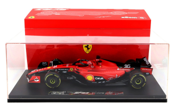 FERRARI F1 Sf-23 Team Scuderia Ferrari N16 Season (2023) Charles Leclerc - Con Vetrina - With Showcase - Exclusive Carmodel, Red Black