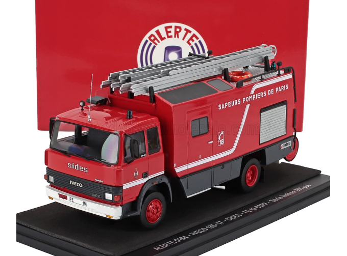 IVECO FIAT 135-17 Tanker Truck Sides Fe10 Bspp Sapeurs Pompiers De Paris (1986), Red Grey