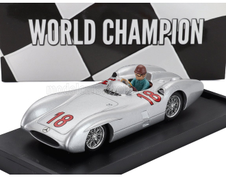 MERCEDES-BENZ F1 W196c №18 World Champion Season (1954) Juan Manuel Fangio - With Driver Figure, Silver