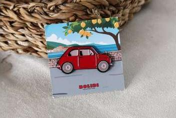 Значок Pin 1950 Fiat 500, red