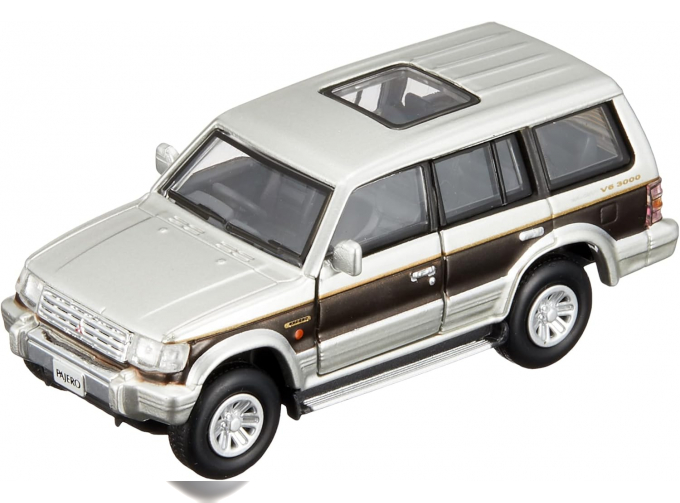 MITSUBISHI Pajero 2 поколение (1996) (праворульный), серебристый с красной полоской