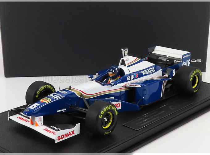 WILLIAMS F1 Fw18 Renault N 5 Damon Hill (with Pilot Figure) Season 1996 World Champion - Con Vetrina - With Showcase, Blue White