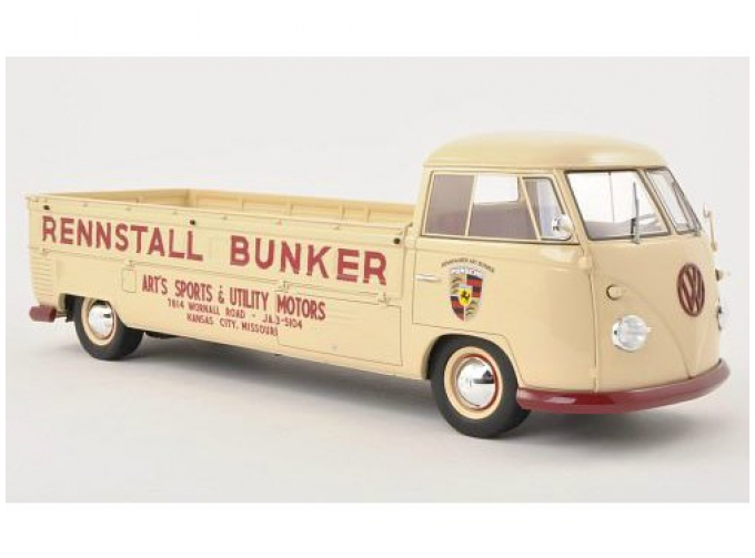 VOLKSWAGEN T1 PORSCHE Flatbed Platform Trailer Long Bunker 1950, бежевый