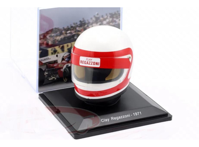 HELMET F1 Casco Helmet Clay Regazzoni Team Scuderia Ferrari Sefac 312b2 Season (1971), White Red