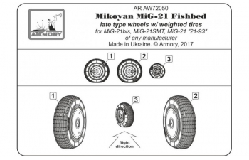 Набор дополнений Колеса для МиГ-21 Колеса Fishbed с утяжеленными шинами, поздние