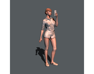 Фигурка Девушка в тапочках делает селфи, окрашенная