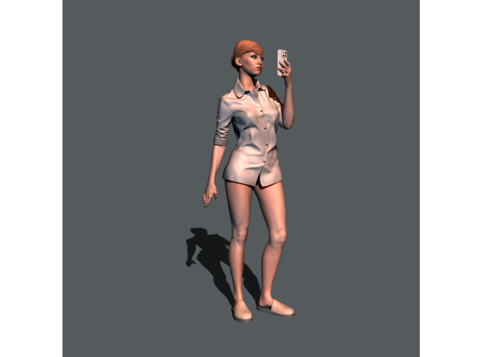 Фигурка Девушка в тапочках делает селфи, окрашенная