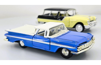 Набор из двух моделей PONTIAC Safari (1959), желтый/черный & CHEVROLET El Camino (1959),синий / белый