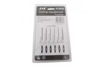 Набор надфилей с ручками, алмазные, 6 шт., блистер + чехол