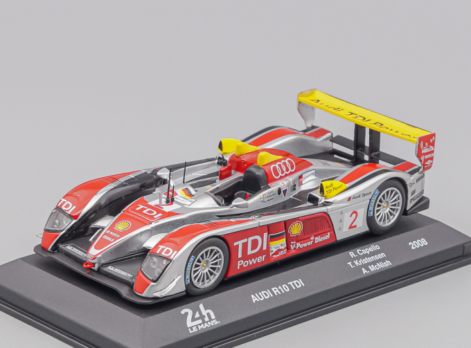 AUDI R10 Tdi 5.5l Turbo V12 Team Audi Sport North America №2 Winner 24h Le Mans (2008) Rinaldo Capello - Tom Kristensen - Allan Mcnish, Silver Red Yellow