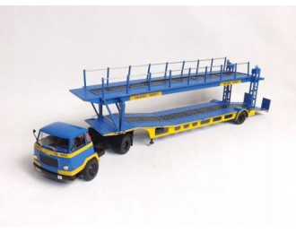 UNIC MZ36 TCA cabine Auteuil + semi porte-autos, blue / yellow
