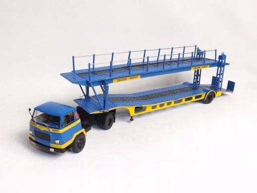 UNIC MZ36 TCA cabine Auteuil + semi porte-autos, blue / yellow