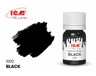 Краска акриловая 12 мл, Черный (Black)