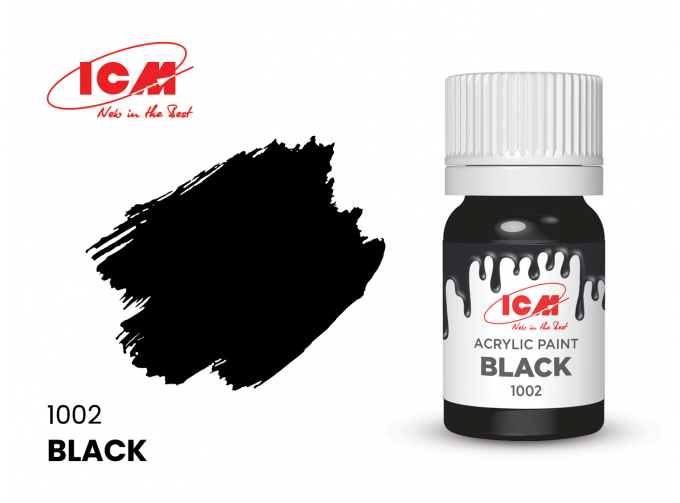 Краска акриловая 12 мл, Черный (Black)