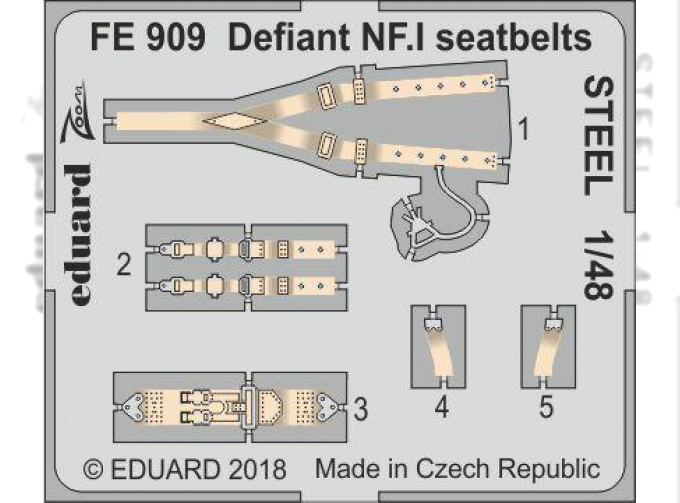 Фототравление для модели Defiant NF. I seatbelts STEEL