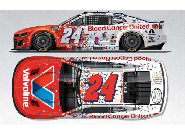 Chevrolet #24 William Byron *Valvoline/Blood Cancer United*, red/white 2025