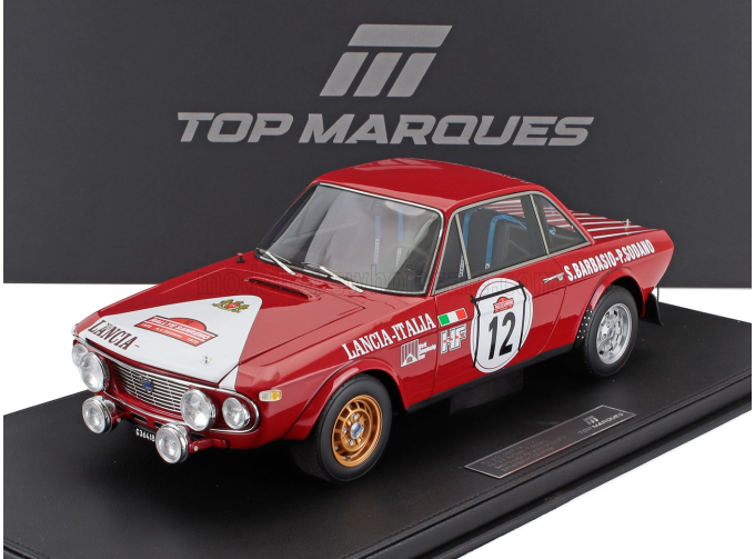 LANCIA Fulvia Hf 1600 Coupe (night Version) №12 2nd Rally Sanremo (1972) Sergio Barbasio - Piero Sodano - Con Vetrina - With Showcase, Red Black